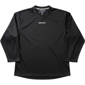 Bauer Team Mens Black Long Sleeve Hockey Training Shirt V-Neck Large L/G